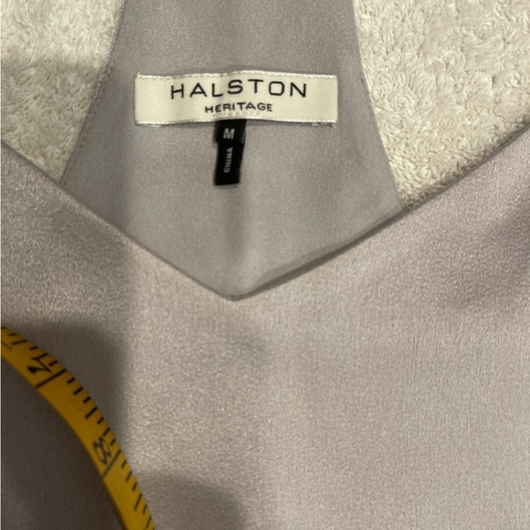 HALSTON Silver Fog Slip Satin Dress.Size M - Picture 9 of 14